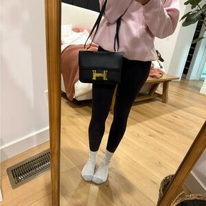 Black Handbag with Gold Accent